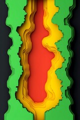 Poster - Stylized layered terrain visualization with vibrant contrasting colors design