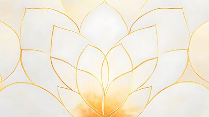 Poster - Serene abstract lotus flower design, delicate petals in soft white and warm orange hues, perfect for calming backgrounds.