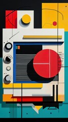 Poster - Modern Art Inspired Design Featuring Abstract Microwave Elements