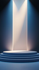 Poster - Elegant Minimalist Stage Podium with Dramatic Lighting in Scene