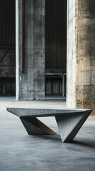 Poster - Modern Concrete Bench with Sharp Lines in Industrial Space