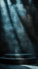 Poster - Moody Stage with Deep Shadows and Empty Podium in Dramatic Light