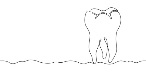 Poster - continuous one line drawing human tooth. dentistry. medical symbol.