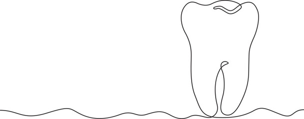Poster - continuous one line drawing human tooth. dentistry. medical symbol.