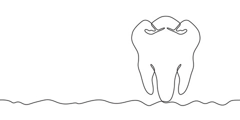 Poster - continuous one line drawing human tooth. dentistry. medical symbol.