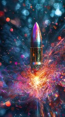 Poster - Surreal Bullet Morphing into a Burst of Colorful Abstract Energy