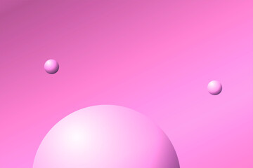 Poster - Elegant geometric pastel shapes like circles and triangles in a light pink background