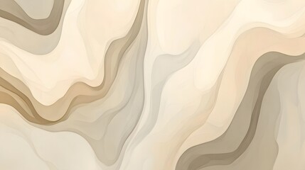 Poster - Abstract wave patterns in soft beige tones, elegant design, perfect for backgrounds or soothing visual themes.