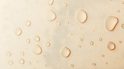 Poster - Abstract water droplets on a soft beige surface, smooth texture, ideal for backgrounds or design elements.