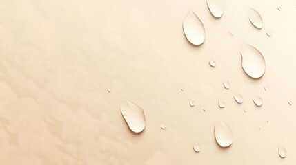 Poster - Gentle water droplets on smooth beige surface, serene moment emphasizing tranquility, perfect for relaxation or mindfulness themes.
