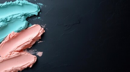 Aufkleber - Pastel Cosmetic Smears In Pink And Blue On A Dark Texture Background