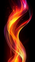 Poster - Abstract Swirls of Red, Orange. and Purple Energy on a Black Background, Digital Art.