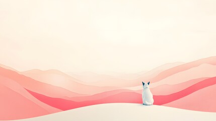 Poster - Soft abstract waves in gentle pink hues, serene background with space for text, ideal for calming presentations or designs.