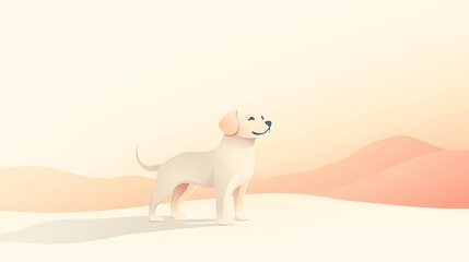 Poster - Calm desert scene, minimalist landscape with soft pastel hues, emphasizing tranquility and open space for reflection.