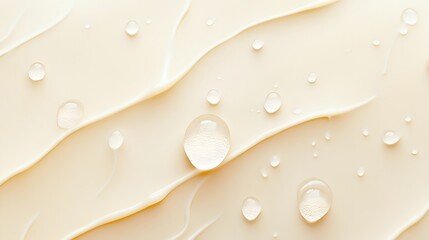 Poster - Creamy texture with water droplets, smooth surface waves reflecting light, perfect for skincare product backgrounds.