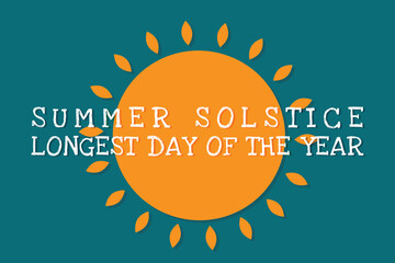 summer solstice poster flat vector illustration.