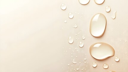 Poster - Fresh droplets on smooth surface, calm and serene background with gentle light, ideal for wellness or relaxation themes.