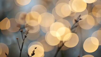 Wall Mural - abstract golden bokeh lights and delicate plant branches creating dreamy scene