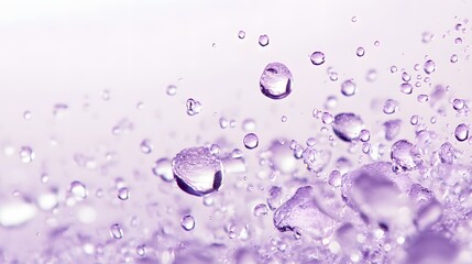 Poster - Purple water droplets on soft background, abstract design for creative projects, calming atmosphere, ideal for wellness themes