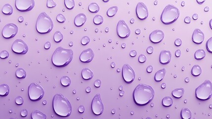 Poster - Purple background with water droplets, vibrant and fresh aesthetic, ideal for design projects or digital backgrounds.