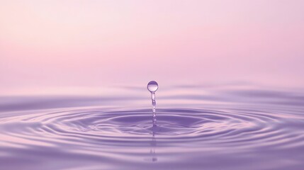 Poster - Droplet creating ripples, serene water surface in pastel colors, tranquil mood, perfect for meditative or wellness themes.