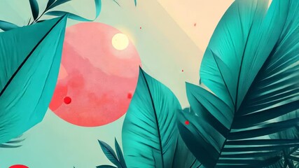 Wall Mural - Tropical Paradise: A Teal and Coral Dreamscape