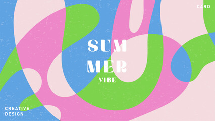 Fototapete - Summer bright illustrations set for poster, card, cover, label, banner in modern minimalist style with overlay effect. Modern and simple summer design templates. Vector stock graphic