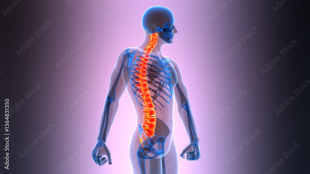 Spinal Cord Vertebral Column of Human Skeleton System Anatomy Stock ...