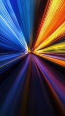 Fototapete - Streaks of blue, orange, and purple colors blend together to create a vibrant abstract effect that conveys a sense of speed and energy against a dark background