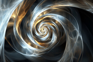 Aufkleber -  spiral of light and dark colors with a gold hue. The spiral is surrounded by a dark background