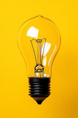 Poster - Light Bulb on Yellow Background, Concept of New Ideas, Innovation, Creativity, Inspiration,