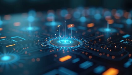 Poster - Abstract technology circuit design with glowing elements  