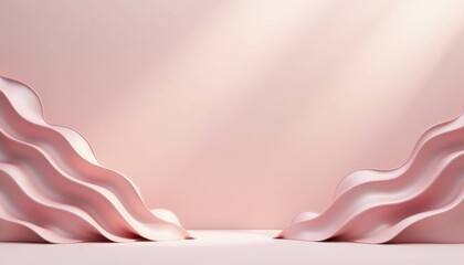 Poster - Soft pink curved waves creating a minimalist backdrop  