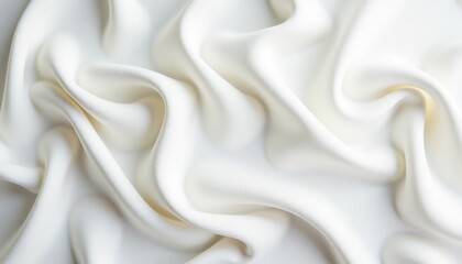 Poster - Soft White Fabric Texture with Elegant Ripples  