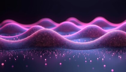 Poster - Abstract wavy patterns glowing in pink and blue light  