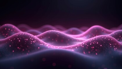 Poster - Abstract wave patterns glowing in pink and purple hues  