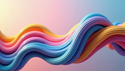Poster - Colorful abstract waves in pastel tones representing flow and creativity  