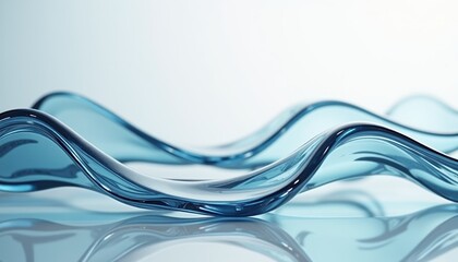 Poster - Abstract blue wave patterns on a reflective surface  