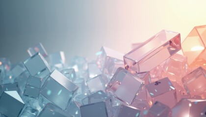 Poster - Transparent geometric shapes in soft pastel colors  