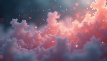 Poster - Ethereal pink and blue clouds glowing softly in the night sky  