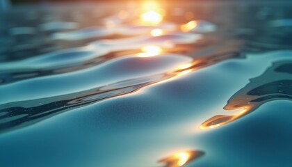Poster - Water surface reflecting sunset colors  