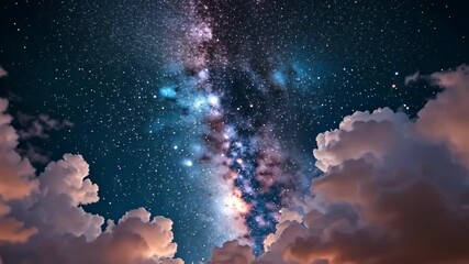 Wall Mural - Milky Way Galaxy Through Dark Clouds At Night
