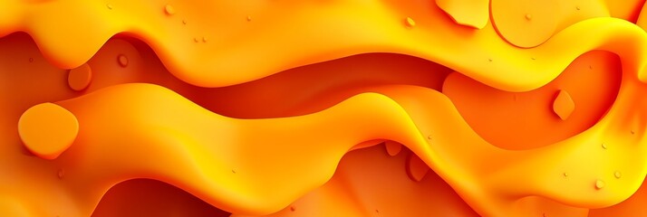 Poster - Abstract Yellow Background, Wavy Fluid Shapes, Seamless Texture, 3D Rendered Illustration