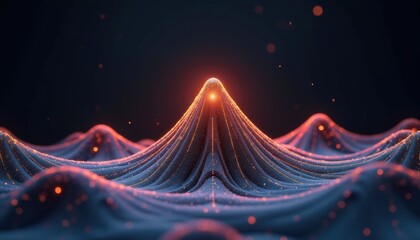 Poster - Abstract light waves flowing in a dark space  