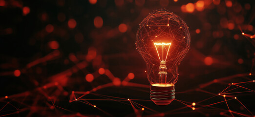 Poster - illuminated light bulb with glowing connections, representing innovation and technology. abstract ba