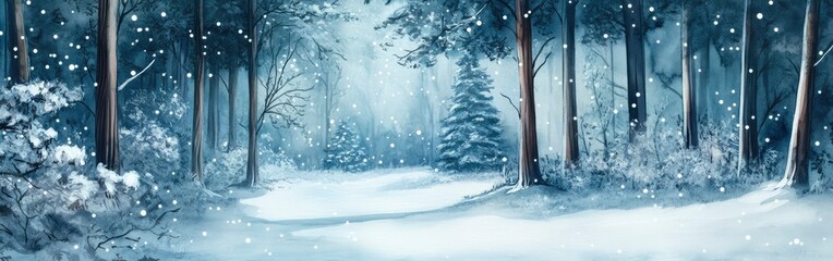 Enchanting Winter Wonderland Snow Falling in a Magical Forest