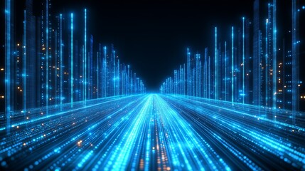 Poster - an up-close image of a digital circuit board displays intricate tracks and shining nodes, demonstrat