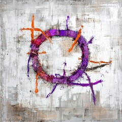 Poster - Captivating abstract painting featuring a bold circle of paint surrounded by a colorful swirl of colors