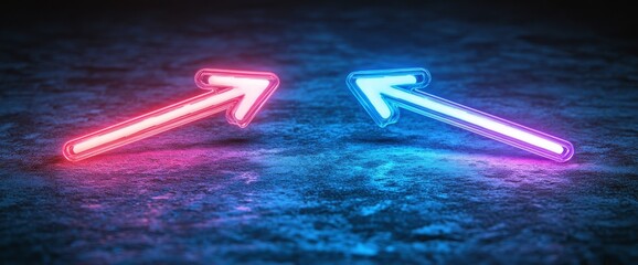 Poster - An abstract digital backdrop illuminated by blue and red neon lights, creating a lively and futuristic mood, suitable for tech presentations, events, or creative endeavors