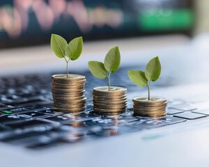 Poster - A futuristic concept of smart investments through AI technology.